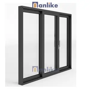 Anlike Foshan Modern Grill Design Commercial Shop Tempered Glass Sliding Aluminum Door And Window Material