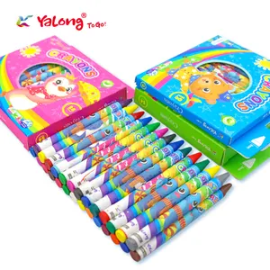 Yalong Classic popular student crayons Yalong self-designed animation image art drawing 12/24 colors wax crayon