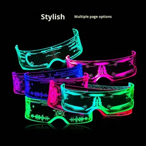 Cyberpunk LED Visible Sunglasses: Futuristic Eyewear Perfect for Robot Role-playing, bar Parties, and Holiday Celebrations.
