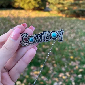 Wofish Western Jewelry Cowboy Howdy Yall Sayings Stone Bar Necklace