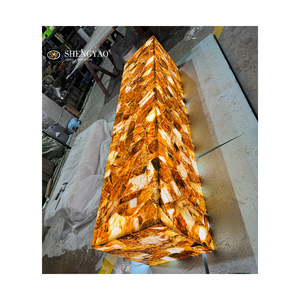 Tùy chỉnh đá quý tự nhiên Backlit Brown pha lê mã não sàn đá hộp Đèn - Product Image 6