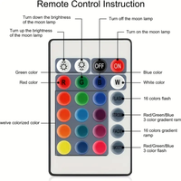 Lampe décorative de chambre à coucher, lampe de nuit LED rechargeable, lampe lune moderne à commande tactile avec 128 options de couleurs, matériau PC