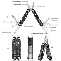 Outil multifonction portable de poche de qualité industrielle 12 en 1, survie, camping, randonnée, plein air, acier inoxydable, outil de sauvetage OEM, pinces