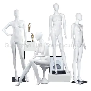 Mannequin Female Full Body White Fiberglass Sexy Female Mannequin 178センチメートルHeight Egg Head Female Mannequin