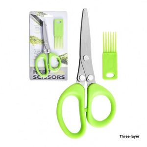<b>Kitchen</b> Stainless Steel Multi-Layer Multi-Functional Scallion Vegetable Scissors Plastic Handle Creative Design - Product Image 6
