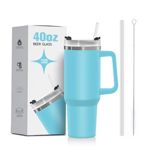 OEM 40oz Stainless Steel Tumbler Handle Lid Straw Insulated Travel <b>Mug</b> LED Temperature Display Eco Friendly BPA Free - Product Image 1