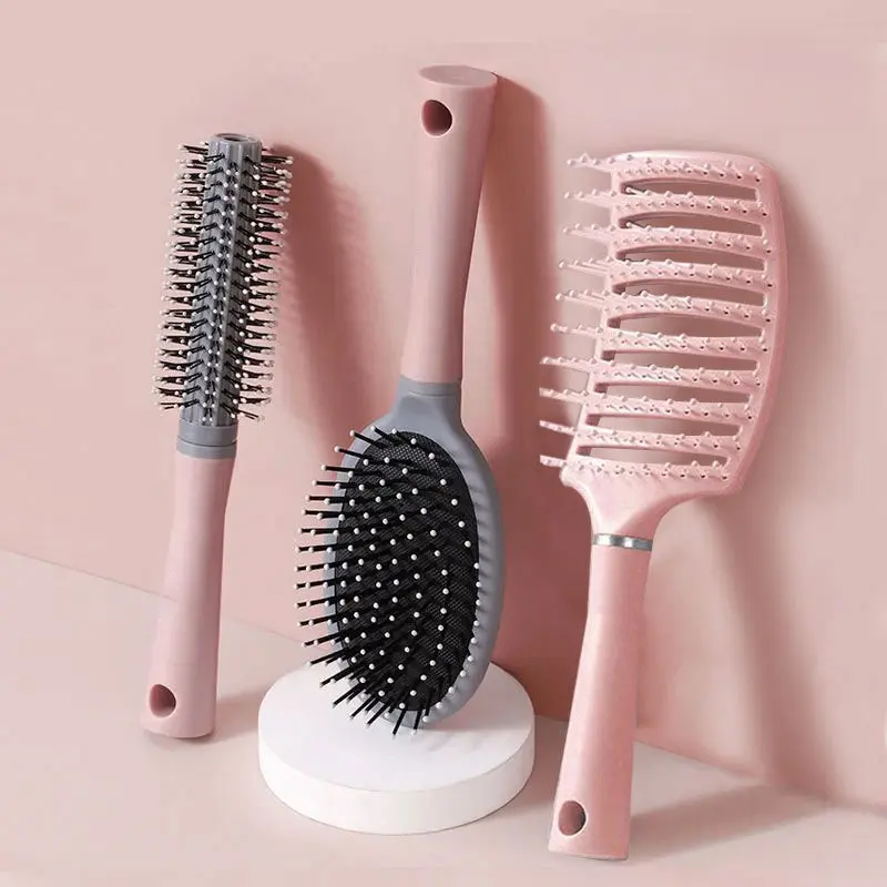 2024 Factory Nylon Curly Extended Circular Hairdressing Spareribs Massage Brush Women's Airbag Long Soft Hair Comb Set