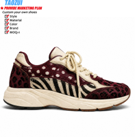 Chaussures de course pour hommes en gros, personnalisables avec logo, imprimé animal (léopard, zèbre), style chunky, tendance, respirantes, confortables et durables