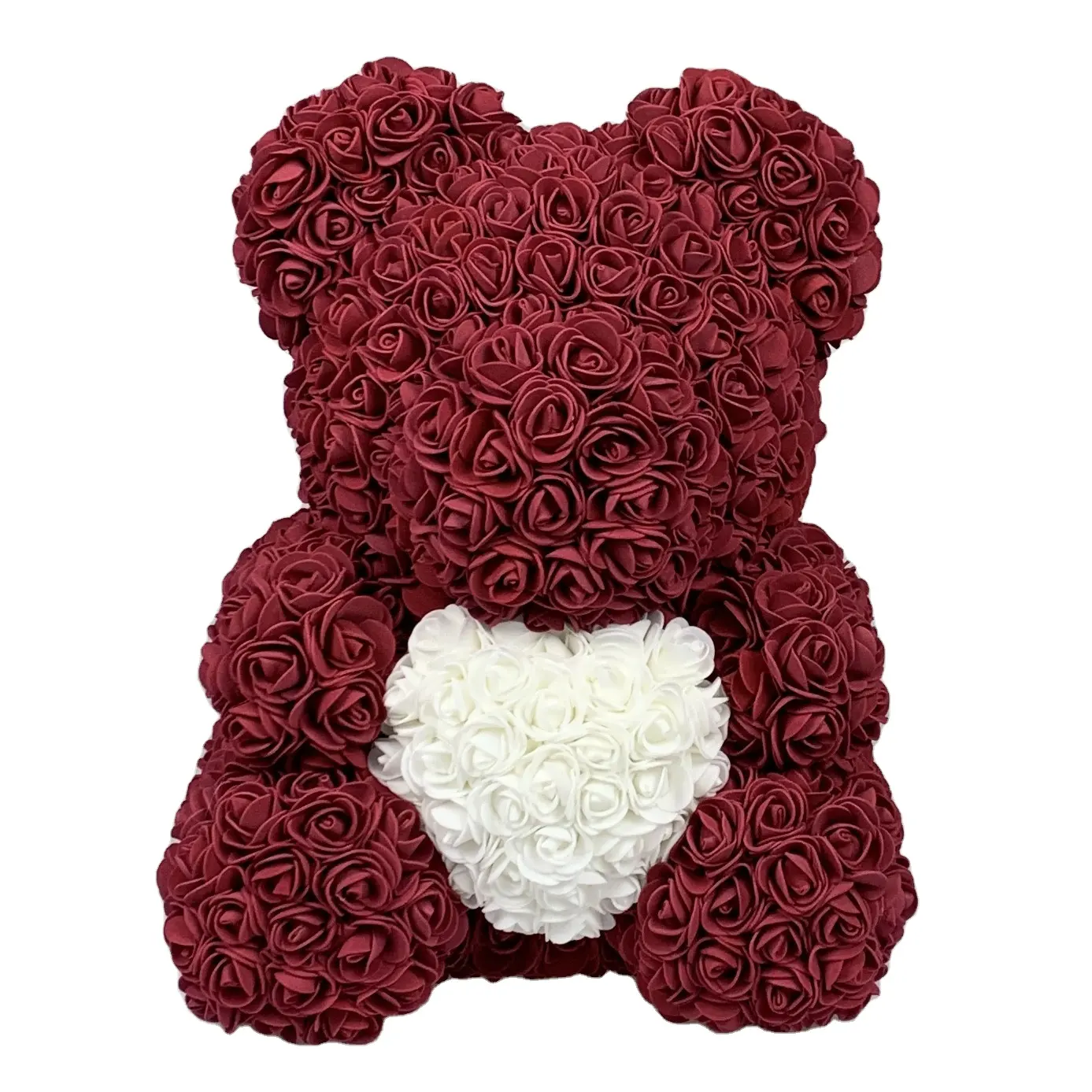 DIY Artificial Flowers Teddy Bear Rose Bear Gift Box LED Light for Valentine's Mother's Gift Set 25cm Rose Bear