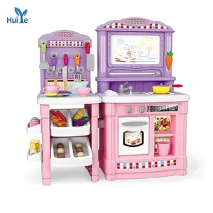 Huiye Kitchen Toys Spray Painted Kitchen Toys Realistic Lights and Sounds Pretend Steam Game Sink and Oven With Drawing Board