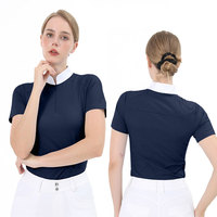 Bleu marine dames équitation spectacle merde usine bas quantité minimale de commande équestre couche de base maille vêtements pour femmes