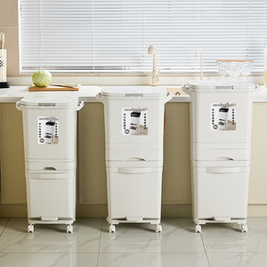 Kitchen Trash Can With Lid <b>Large</b> Capacity Sorting <b>Bin</b> For Indoor Use Rectangular Shape Portable Food Waste Storage Bucket - Product Image 3