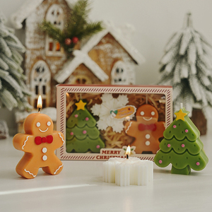 Christmas Gingerbread Man Christmas Tree Snowflake-shaped Fragrance-scented <b>Candle</b> <b>Gift</b> <b>Set</b>, Suitable for Christmas Parties - Product Image 1