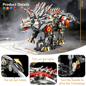 MJ 13105 Blocs de construction mécaniques créatifs <span class=keywords><strong>Triceratops</strong></span>, ensemble de jouets éducatifs en plastique, jouet pour enfants, cadeau - Product Image 3
