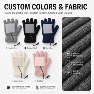Gants en tricot chauffants USB avec coussinets chauffants amovibles, fermeture auto-agrippante, poignets côtelés et alimentation 5V pour un confort quotidien - Product Image 5