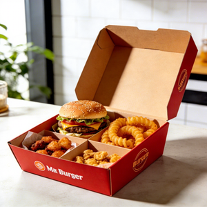 Cajas de Cartón Corrugado Ecológicas Personalizadas al por Mayor para Comida Rápida, Pollo Frito, Arroz, Papas Fritas, Hamburguesas Desechables Biodegradables - Product Image 4