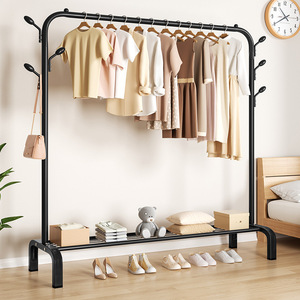 Clothes Rack With <b>Shelf</b> Space Saving Standing Type Indoor Bedroom Dormitory Clothes Organizer Rectangle Drying Rack - Product Image 4
