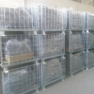 Cages en fil de fer pliables de gestion d'entrepôt efficaces personnalisées Boîtes de rangement en métal Cages de stockage empilables en vente - Product Image 2