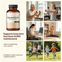Complément alimentaire pour adultes Vitamine K2 (MK7) D3, formule non-OGM, 5000 UI D3, 90 mcg K2 MK-7, 120 capsules végétariennes pour