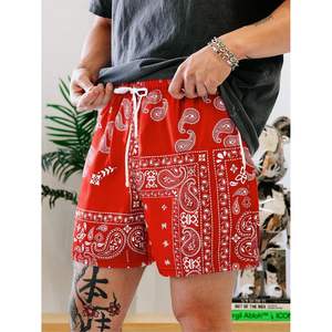 Pantalones Cortos Deportivos Personalizados para Hombre, con Estampado de Bandana, de Secado Rápido, para Baloncesto, Correr, Ropa Urbana, con Cordón en la Cintura, Rojos - Product Image 5