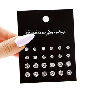 Fashion Jewelry 12 Pairs Stud Earrings <b>Set</b> Round <b>Crystal</b> Zinc Alloy Women's Gift Trendy Costume Jewelry <b>Sets</b> Claw Setting - Product Image 5