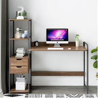 En acier intégrée en bois En Forme De L bureau Portable ordinateur Portable avec Étagère bureau d'angle