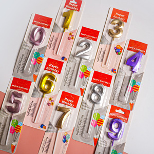 เทียนวันเกิดสีทอง เงิน ม่วง เมทัลลิก หมายเลข 0-9 ขนาด 11 ซม. แบบ 3 มิติ โครเมียม สำหรับตกแต่งเค้กวันครบรอบ - Product Image 5