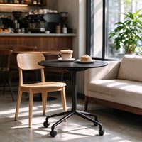Table basse ronde moderne, table d'appoint mobile avec cinq roulettes
