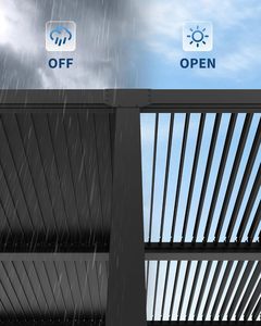 Pérgola <span class=keywords><strong>de</strong></span> Aluminio Ajustable <span class=keywords><strong>de</strong></span> 12x20 Pies con Techo Rígido, Toldo <span class=keywords><strong>para</strong></span> Patio Exterior con Drenaje Integrado - Product Image 3