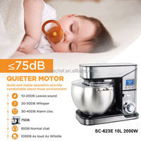 Batteur sur socle SOHEF 2000W 10L, écran LCD numérique avec minuteur, mélangeur alimentaire commercial pour la maison, la boulangerie, l'hôtel, le restaurant