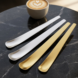 Cuillère à dessert en acier inoxydable, 2 tailles, argent/or, cuillères à long manche épaissies, polies miroir, pour gâteau, crème glacée, boulangerie, maison - Product Image 1