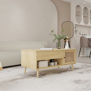 Mesa de centro elevable multifuncional de madera para uso doméstico con espacio de almacenamiento, mueble para sala de estar de apartamentos pequeños - Product Image 4