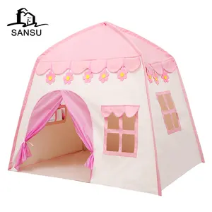 Belle princesse rose grande maison de jeux château maison de jeux intérieure maison de jeux pour bébé enfants tente de jeu avec lumières d'étoiles jouet