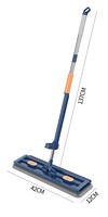 Serpillère plate lavable DS3003 pour sols en carrelage, 42 pouces, en microfibre avec manche en acier inoxydable, pour nettoyage humide et sec mains libres