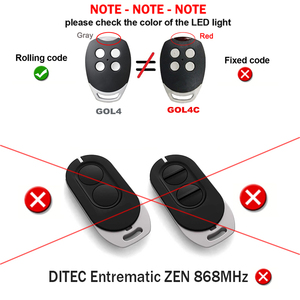DITEC GOL4 Entrematic ZEN2 ZEN4 Mando a distancia para ZEN2W ZEN4W BIXLG4 BIXLS2 <span class=keywords><strong>BIXLP2</strong></span> 433MHz Abridor de puerta de garaje - Product Image 2