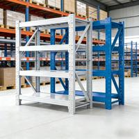 Étagère de rangement pliable à 4 niveaux en acier laminé à froid, sans boulons, légère, avec revêtement en poudre anti-rouille, pour mezzanine, réglable