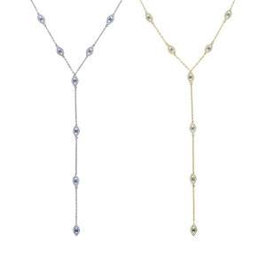 Nuevo Collar Largo con Colgante de Ojo Turco <span class=keywords><strong>y</strong></span> Circonitas 5A, Chapado en Oro <span class=keywords><strong>y</strong></span> Plata, Joyería de Moda para Mujer - Product Image 1