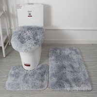 3 pièces tapis long en peluche tapis salle de bain ensemble d'absorption d'eau antidérapant toilette salle de bain toilette baignoire air tapis de sol antidérapant