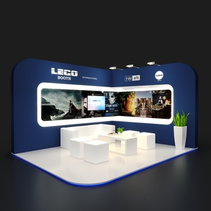 บูธแสดงสินค้าแบบประกอบเองขนาด 20x20 ฟุต ดีไซน์บูธแฟชั่นสำหรับงานนิทรรศการ  บูธแสดงสินค้าแบบโมดูลาร์ทำจากไม้สั่งทำได้ - Product Image 1