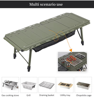 Table d'extérieur carrée multifonctionnelle moderne et portable en aluminium 2026, pliable, 5 unités modulaires, compatible cuisinière IGT, robuste et résistante à la chaleur