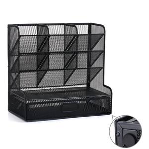 Organizer Meja Kerja Berbahan Mesh dengan Laci, Tempat Alat Tulis Kantor, Wadah Pensil Logam, Tempat Pena, Organizer Meja Berbahan Mesh - Product Image 4