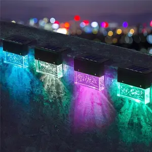 Açık su geçirmez güneş işığı RGB bahçe dekorasyon merdiven çit duvar Patio Yard güneş enerjili LED sokak lambası lambası