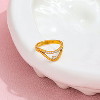 Fenny 18K plaqué or en gros étanche mode délicate Double couche CNC zircone acier inoxydable bague à la mode pour les femmes