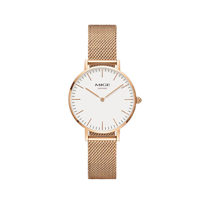 Reloj de Cuarzo Minimalista para Mujer MIGE, 30 mm, Oro Rosa, Correa de Malla de Acero Inoxidable, Cristal de Zafiro, Analógico, de Moda - Product Image 1