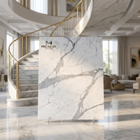 Dalle de quartz blanc Statuario poli sans silice, 20 mm, format Jumbo, pierre technique pour plateaux de table de salle à manger de palais