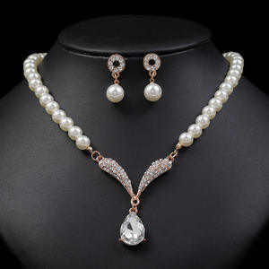 2025 High Quality New Fashion <b>Pearl</b> Stainless Steel Jewelry Set Cute Water Drop Shape Link Chain <b>Necklaces</b> <b>and</b> <b>Earrings</b> - Product Image 3