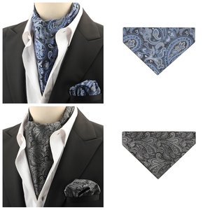 Exve - Juego de Accesorios Formales para Hombre con Estampado Floral Exclusivo, Corbata, Pañuelo de Bolsillo, Caja de Regalo, 100% Poliéster - Product Image 1