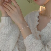 Bracelet en perles de millet en perles d'eau douce naturelles ultra-fines, tissé à la main, minimaliste, haut de gamme, empilable, forme géométrique, 3-4mm, pour femmes