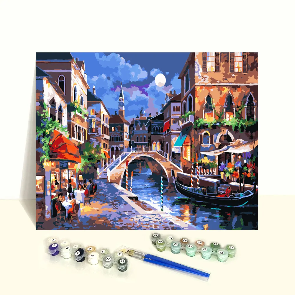 40*50 ונציה עיר נוף מקצועי בד כותנה אקריליק צבע שמן לפי מספרים למבוגרים קלאסי