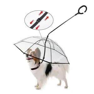 Wholesale Dog Umbrella with Leash Pet Umbrella for Dogs C-Shape Adjustable Handle Walking Doggy Umbrella Adjustable Rope Leash